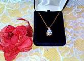Cubic Zirconia Diamond Pendant Necklace Vintage NIB Domenico Gold Chain High Fashion Fine Jewelry