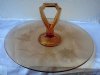 Amber Daisy Serving Plate Vintage Etched Jeannette Glass Depression Sandwich Plate w Handle Kitchen Serving Dining Flower Pattern Home Decor