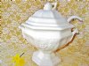 Soup Tureen Set Bowl Ladle Lid Vintage Porcelain Ceramic Antique Grape Design California Pottery USA Signed Kitchen Serving Dining Tableware