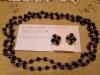 VINTAGE GOLD & BLACK CRYSTALS NECKLACE / EARRINGS