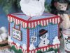 Vintage Plastic Canvas Pattern:  Snowball Stand Winter Tissue Cover Cozy