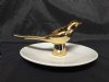 Vintage Porcelain Trinket Dish with Gold Bird Excellent jewelry holder ring bracelet home decor art tray dresser end table storage catchall