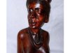 Vintage 1960's Hand Carved Wood African Woman Bust Pipe Stretched Ears Sculpture Nude