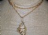 Vintage 1960's Fish Pendant Necklace Gold Plated Sculptural Articulated Dangles Moves