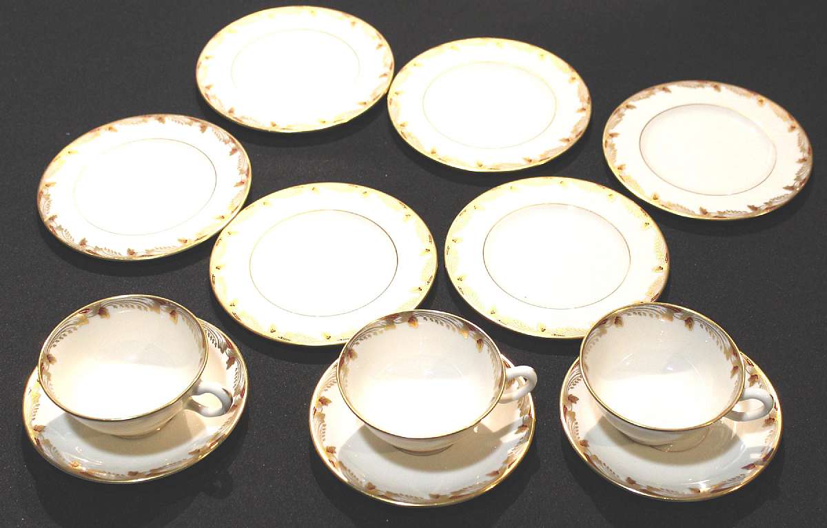 Up for sale are these Lenox Essex Set Of Six Dessert Plates & 3 Cups and Saucers in excellent condition with no chips or cracks. The plates measure approx. 6 1/4" W.  Shipping Excludes: Alaska/Hawaii, US Protectorates, APO/FPO, PO BoxShipping P
