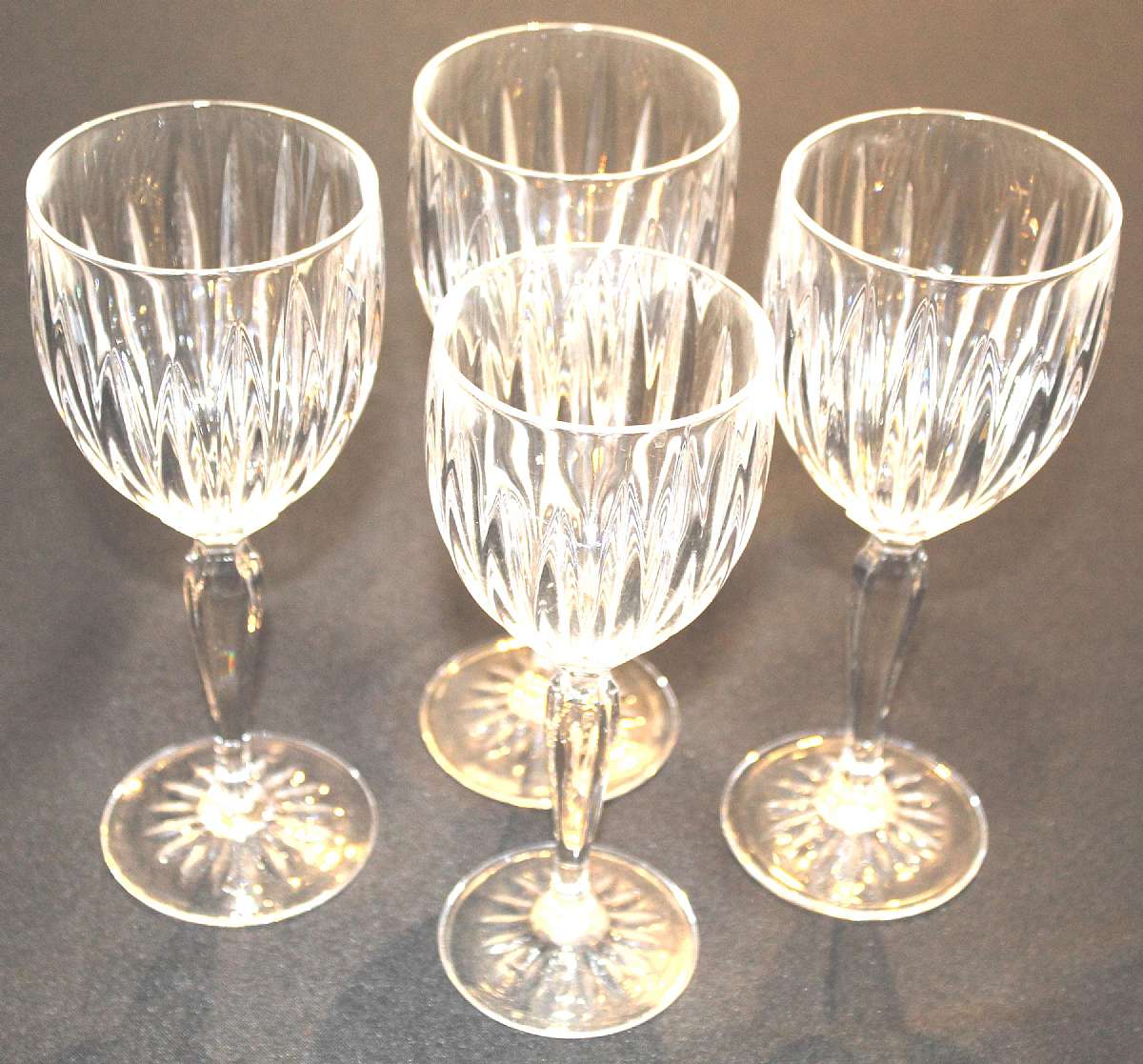Up for sale are these Cristal D'Arques Classic Set of Three Water & One Wine Glass in excellent condition with no chips or cracks. The water Glasses measure approx. 8 1/2"T by 3 1/4"W & The wine glass 8"T by 3"W.Shipping Exclu