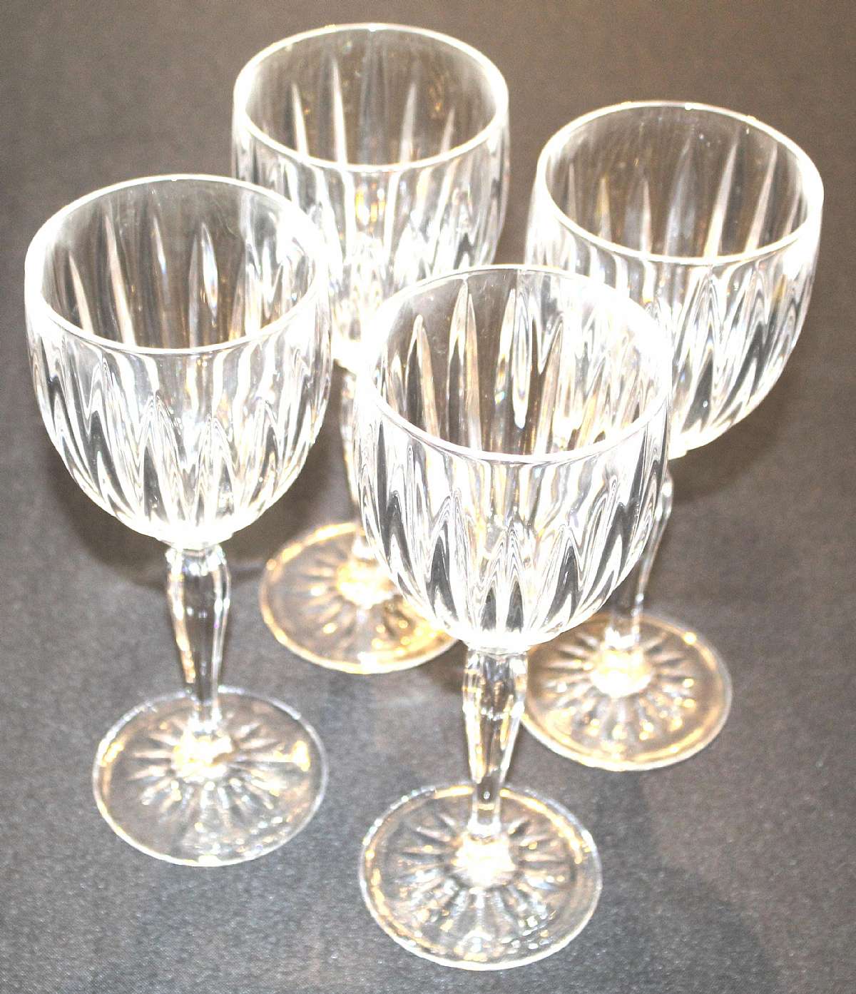 Up for sale are these Cristal D'Arques Classic Set of Four Water Glasses in excellent condition with no chips or cracks. The water Glasses measure approx. 8 1/2"T by 3 1/4"W.Shipping Excludes: Alaska/Hawaii, US Protectorates, APO/FPO, PO BoxSh
