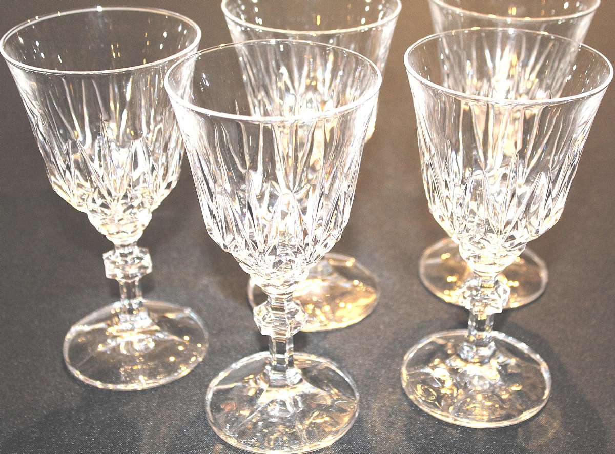 Up for sale are these Royal Crystal Rock Mirage Set Of Five Water Glasses in excellent condition with no chips or cracks. The water Glasses measure approx. 6 3/4"T by 3 3/8"W.Shipping Excludes: Alaska/Hawaii, US Protectorates, APO/FPO, PO BoxS
