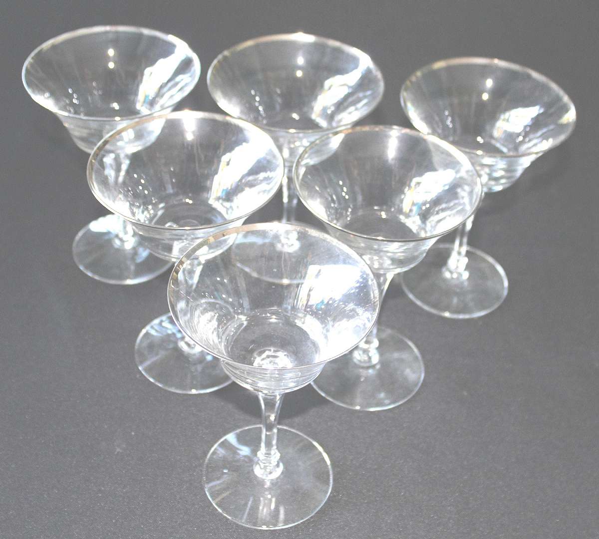 Up for sale are these Tiffin Riviera Set Of Six Champagne Glasses in excellent condition with no chips or cracks. They measure approx. 5 3/4""T by 4 1/8"W. Shipping Excludes: Alaska/Hawaii, US Protectorates, APO/FPO, PO BoxShipping Provid