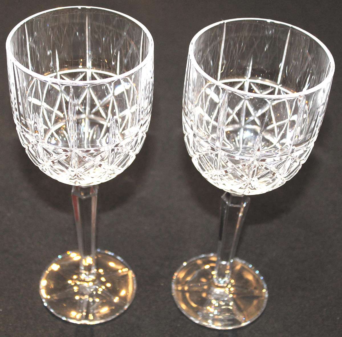 Up for sale are these Waterford Marquis Set Of Two Crystal Water Goblets in excellent condition with no chips or cracks. They measure approx. 8 7/8" Tall by 3 1/2"W.   Shipping Excludes: Alaska/Hawaii, US Protectorates, APO/FPO, PO BoxShipping