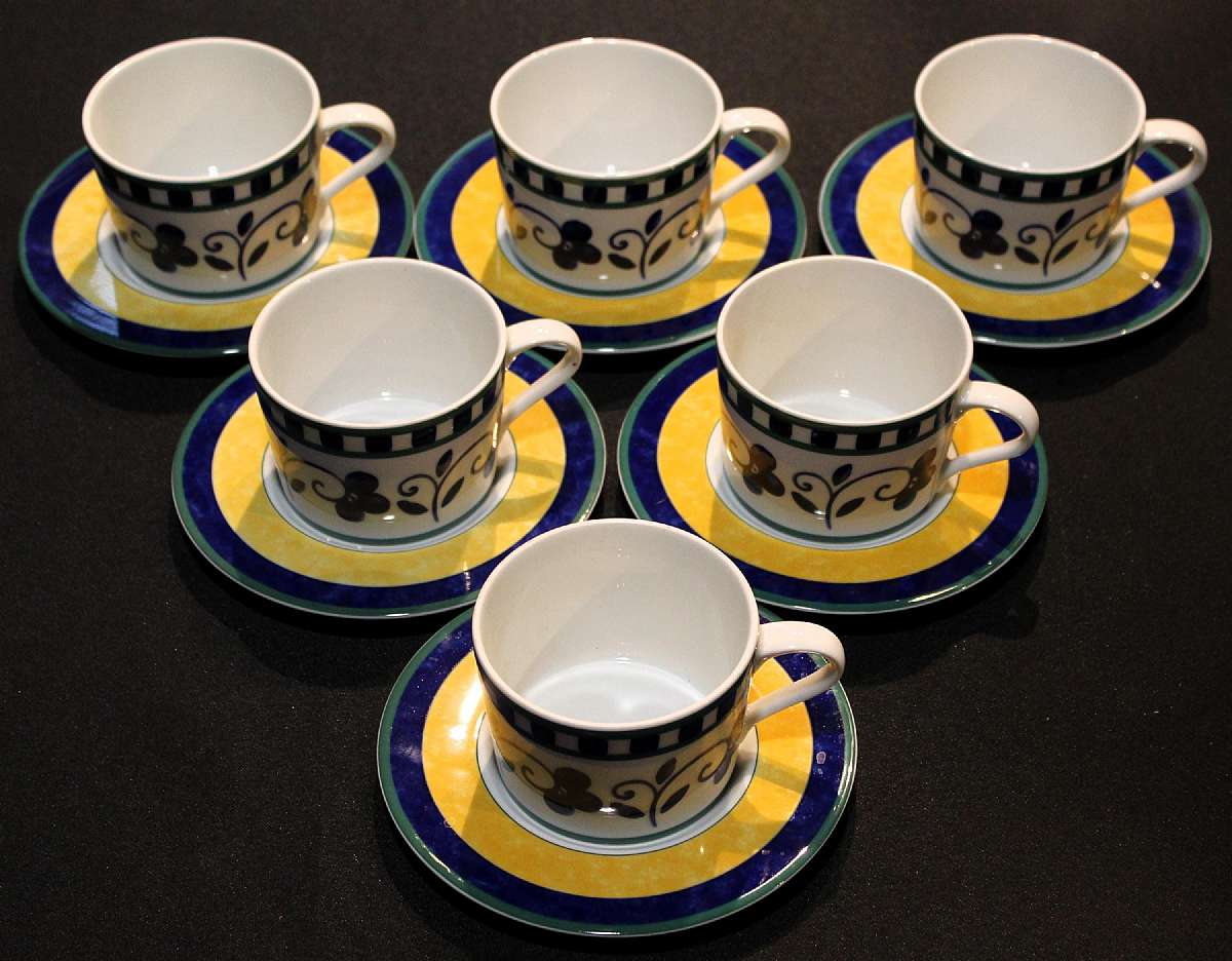 Up for sale are these Mikasa Firenze Set Of Six Cup & Saucer Sets in Very Good condition with no chips or cracks. The cups measure approx. 2 1/2"T.  Shipping Excludes: Alaska/Hawaii, US Protectorates, APO/FPO, PO BoxShipping Provided to the Uni