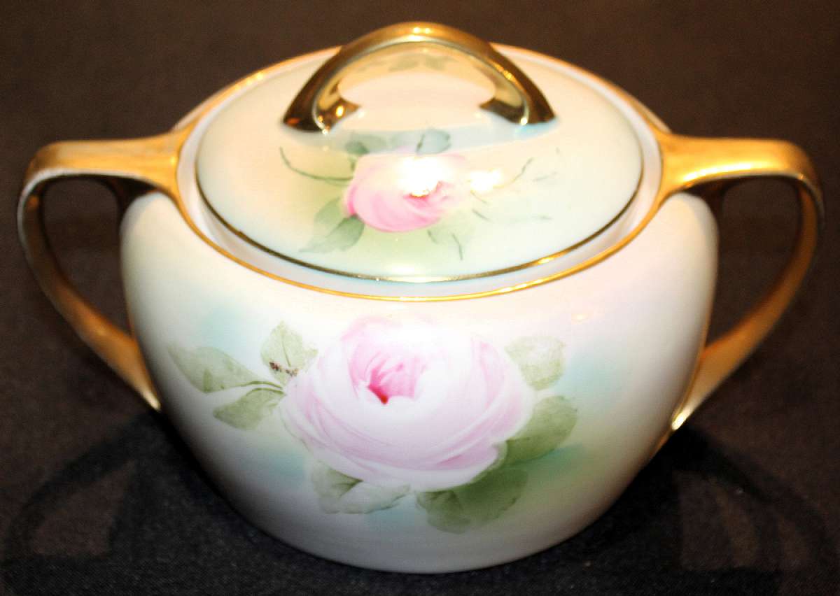 Up for sale is this Rudolstadt Thuringia Prussia Studio Hand Painted Antique Covered Bowl in great condition with no chips or cracks. It measures approx. 8"W Handle to Handle & about 3 1/2"T.  I have one other item in this pattern listed.Sh