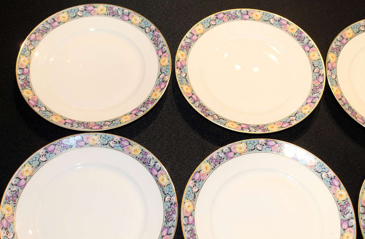 Up for sale are these Thomas 3091 Set Of 7 Lunch Plates & One Dinner Plate. Circa 1908-1939. In Great condition with no chips or cracks. Included are Seven 8 7/8" Lunch Plates & One 9 3/4" Dinner Plate. I have other sales for this patter