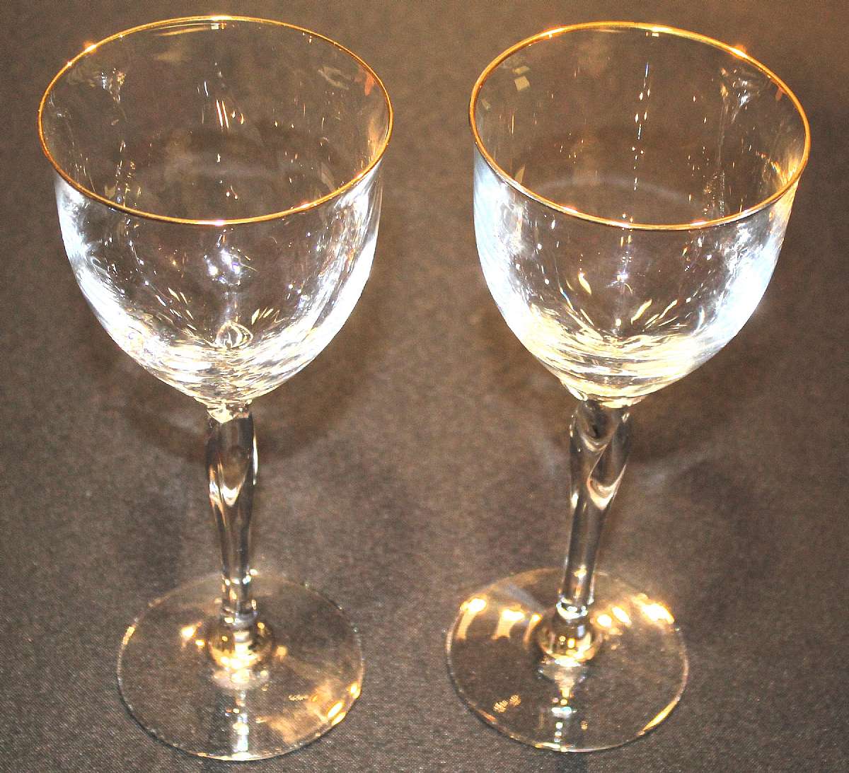 Up for sale are these Vintage Lenox Rhythm Gold Set Of Two Water Goblets in great condition with no chips or cracks. They measure approx. 8 1/2"Tall by 3 1/2"W.Shipping Excludes: Alaska/Hawaii, US Protectorates, APO/FPO, PO BoxShipping Provide