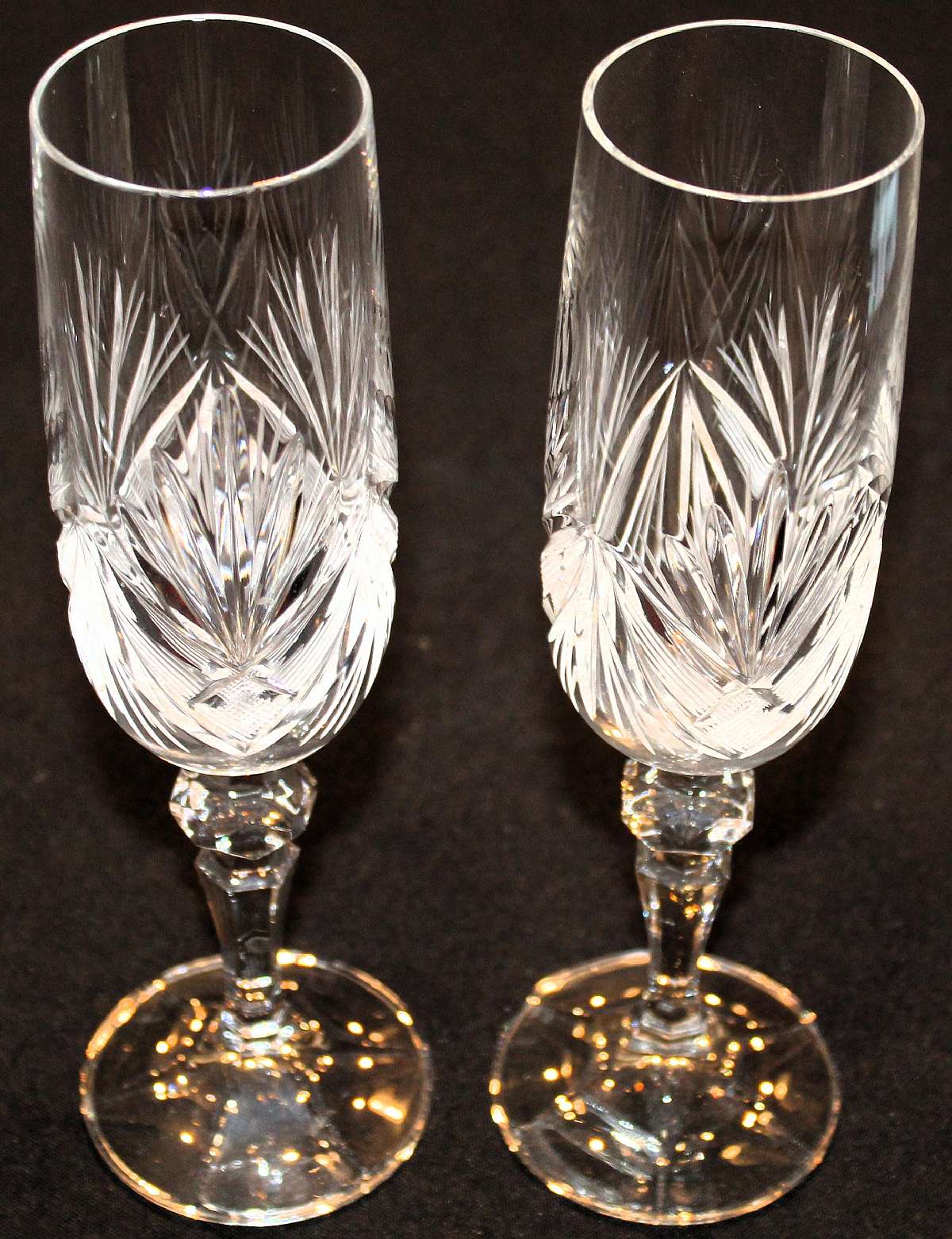 Up for sale are these Bohemia Crystal -Crystalex Set Of Two Champagne Glasses in excellent condition with no chips or cracks. They measure approx. 8 1/2"T by 2"W.  Shipping Excludes: Alaska/Hawaii, US Protectorates, APO/FPO, PO BoxShipping Pro