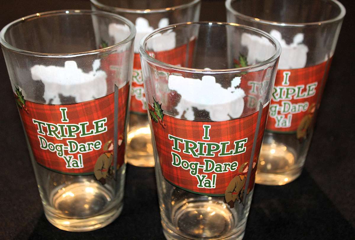 Up for sale are these Vintage Christmas Story Set Of Four Pint Glasses. In great condition with no chips or cracks. They measure approx. 5 3/4 inches tall and 3 1/2  inches wide. Shipping Excludes: Alaska/Hawaii, US Protectorates, APO/FPO, PO BoxShippin