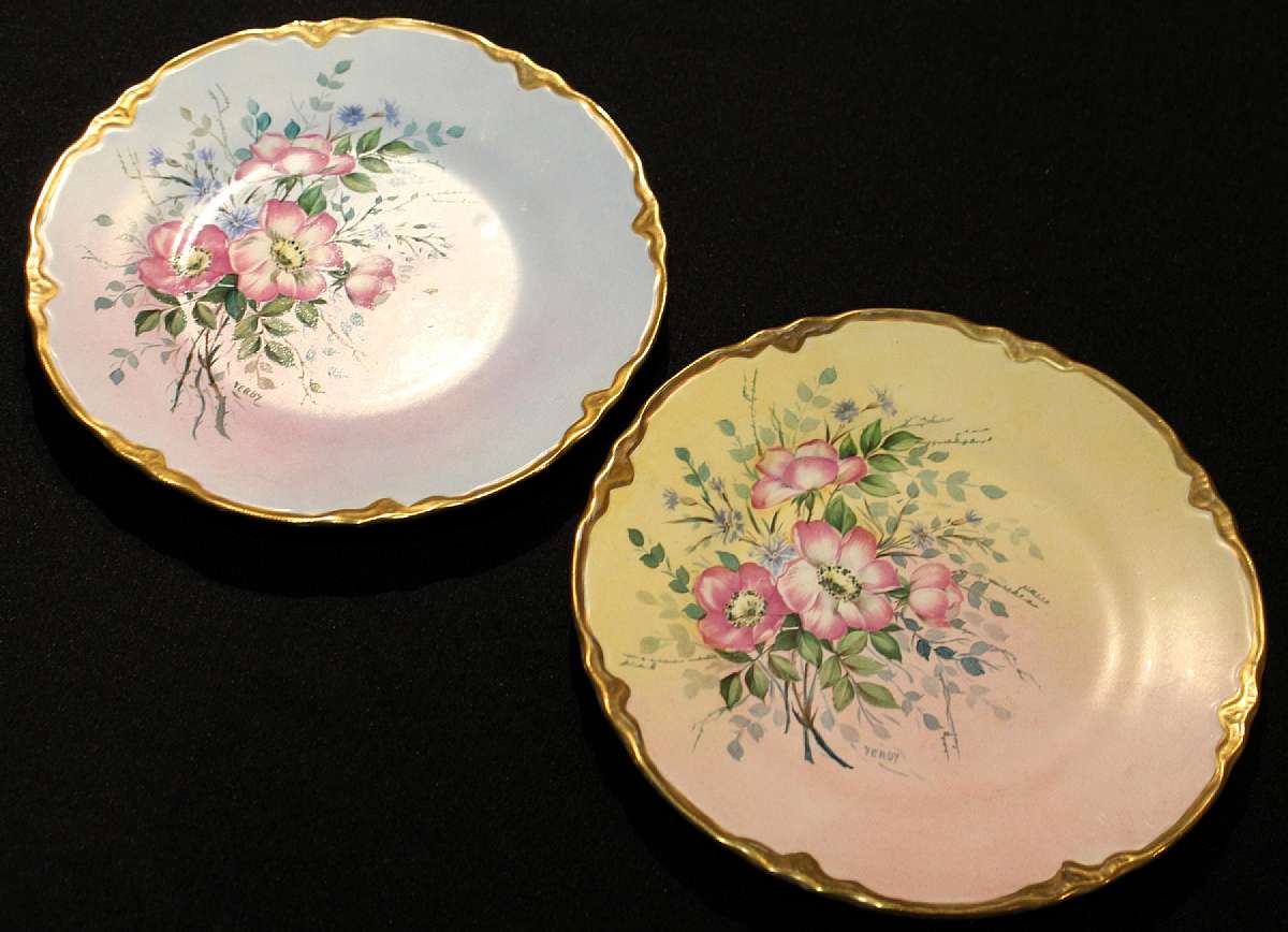 Up for sale are these Vintage Hand Painted Set Of Two Plates Signed YERBY On The Front with no chips or cracks. They measure approx. 9 1/2"W.Shipping Excludes: Alaska/Hawaii, US Protectorates, APO/FPO, PO BoxShipping Provided to the United States O