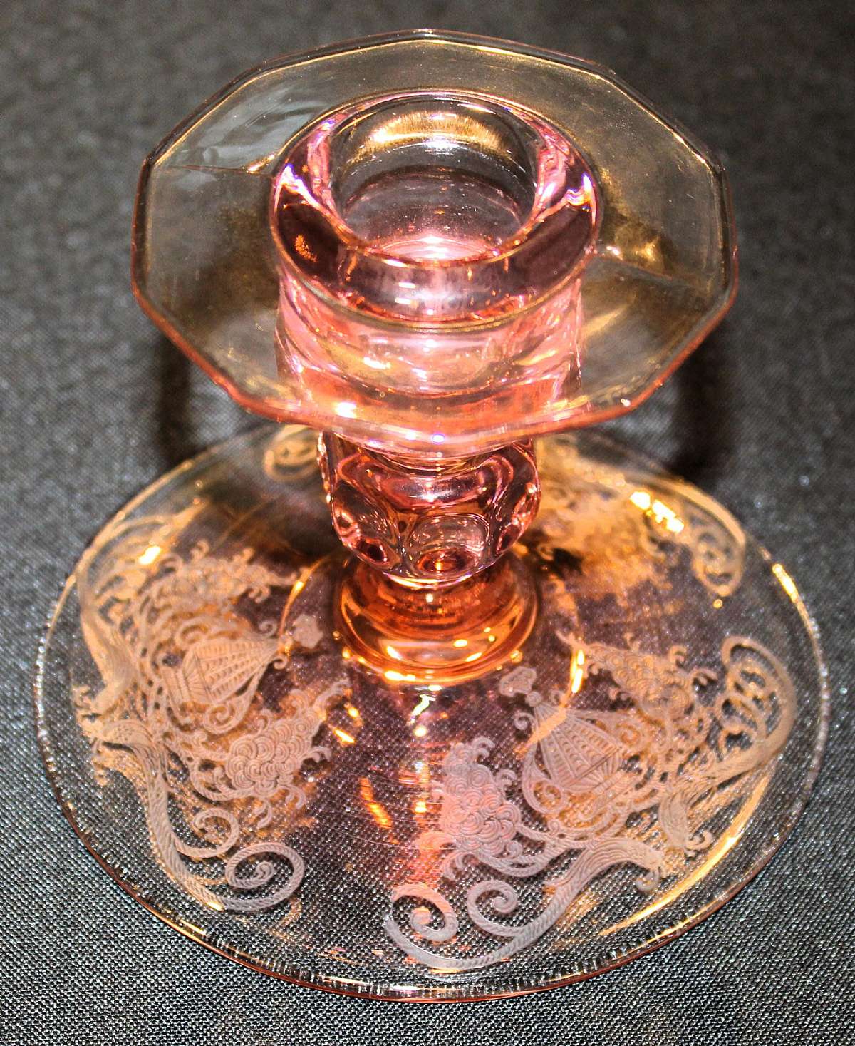 Up for sale is this Vintage Cambridge Deux Coqs Peacock & Urn Candlestick in excellent condition with no chips or cracks. Measures approx. 4"Tall. Shipping Excludes: Alaska/Hawaii, US Protectorates, APO/FPO, PO BoxShipping Provided to the Unite