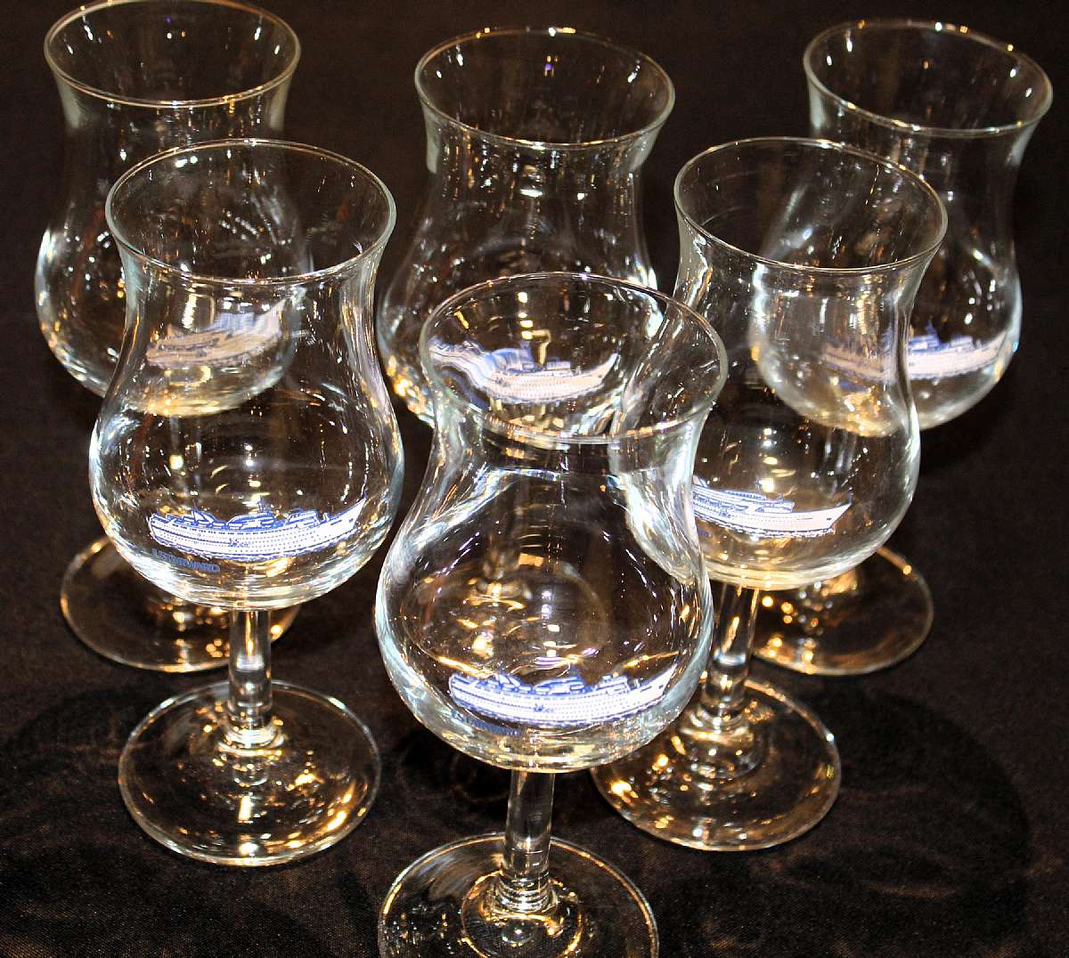 Up for sale are these Norwegian Cruise Line Starward Set Of Six Glasses in excellent condition with no chips or cracks. They measure approx. 7 5/8"T by 2 3/4"W. Shipping Excludes: Alaska/Hawaii, US Protectorates, APO/FPO, PO BoxShipping Provid