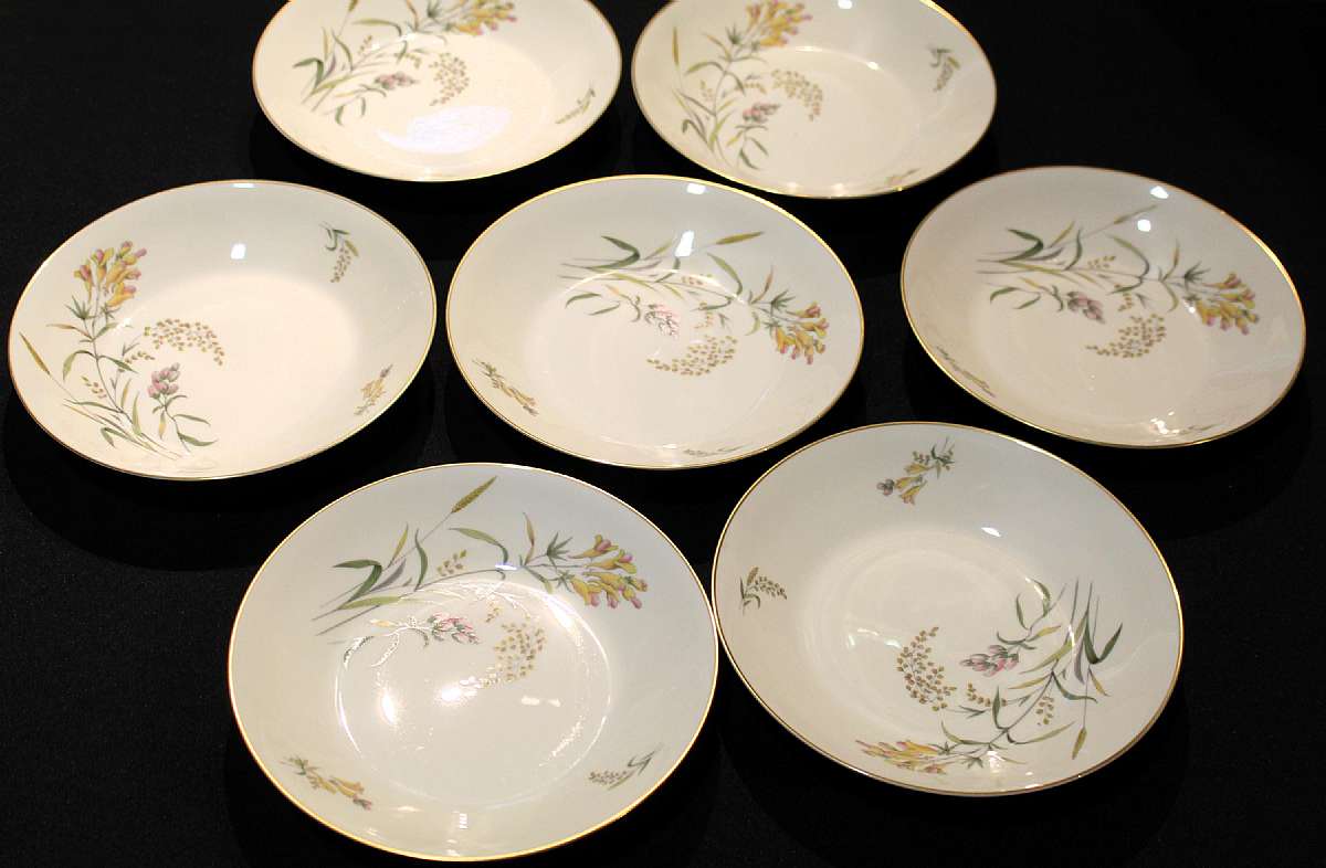 Up for sale are these Rosenthal Summer Blossoms Ivory Set Of Seven Soup Bowls in excellent condition with no chips or cracks. The bowls measure approx. 8 3/4"W.  Shipping Excludes: Alaska/Hawaii, US Protectorates, APO/FPO, PO BoxShipping Provided t