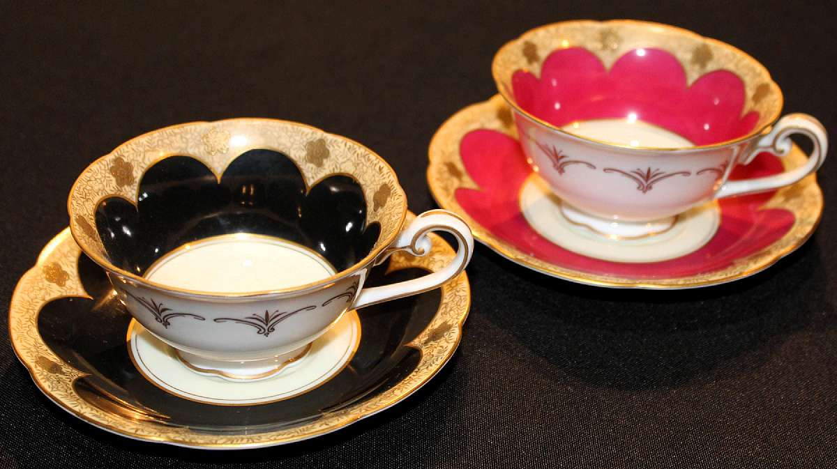 Up for sale are these Wako Occupied Japan Pair Of Cup & Saucer Sets in great condition with no chips or cracks. The cups measure approx. 2"T by 3 7/8"W. The saucers are 5 1/2"W.  Shipping Excludes: Alaska/Hawaii, US Protectorates, APO/
