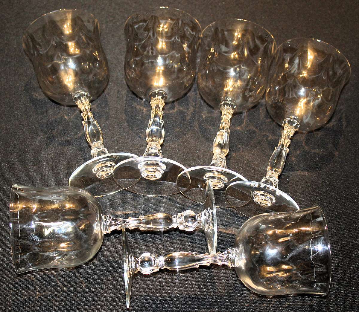 Up for sale are these Fostoria Cellini Set Of Six Beautiful Stemware Pieces in excellent condition with no chips or cracks. The glasses measure approx. 7 1/8"T by 3 1/4"W.Shipping Excludes: Alaska/Hawaii, US Protectorates, APO/FPO, PO BoxShipp