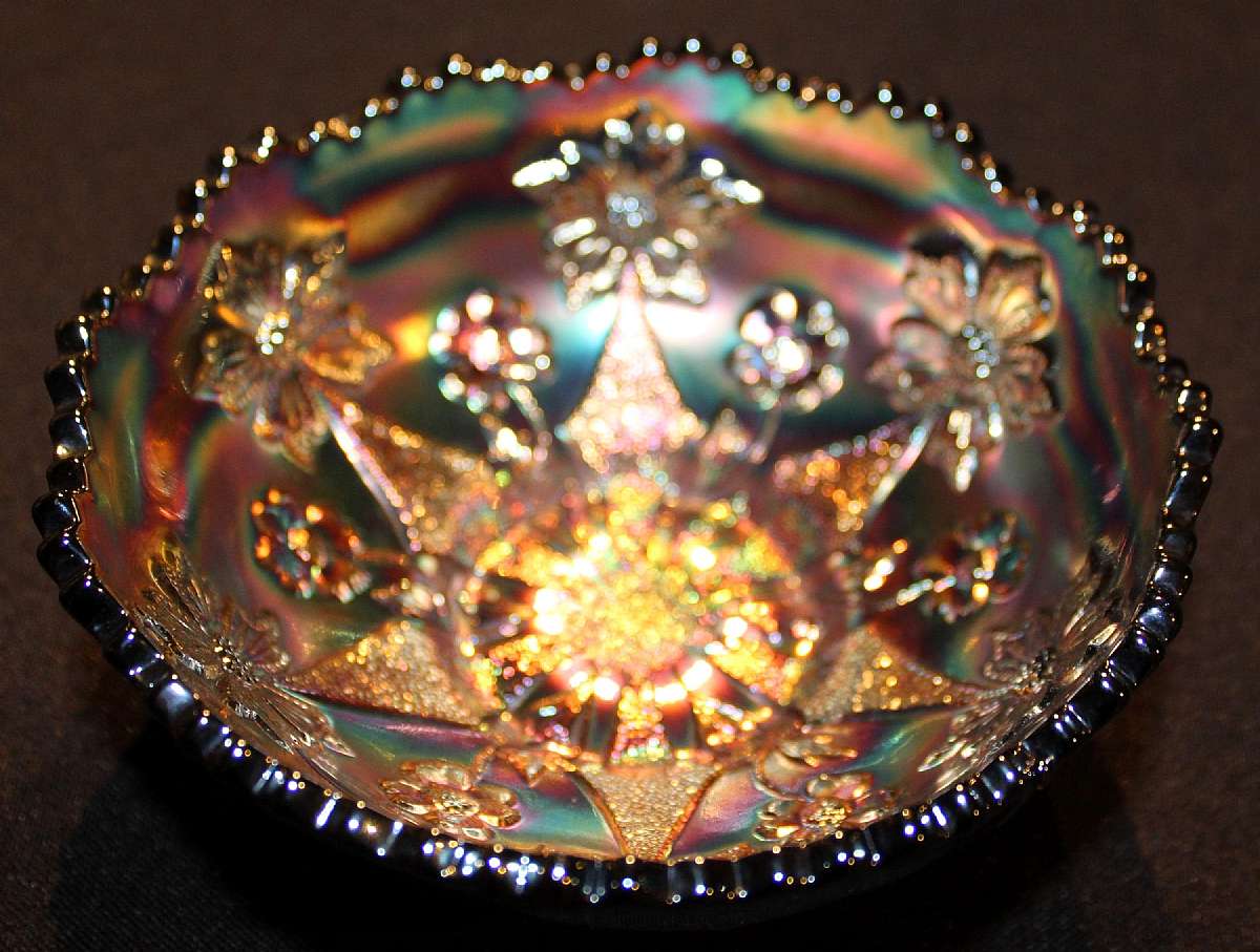 Up for sale is this Fenton Antique Carnival Glass Bowl in excellent condition with no cracks or chips. The bowl measures approx. 5"W by 2"T.Shipping Excludes: Alaska/Hawaii, US Protectorates, APO/FPO, PO BoxShipping Provided to the United Stat