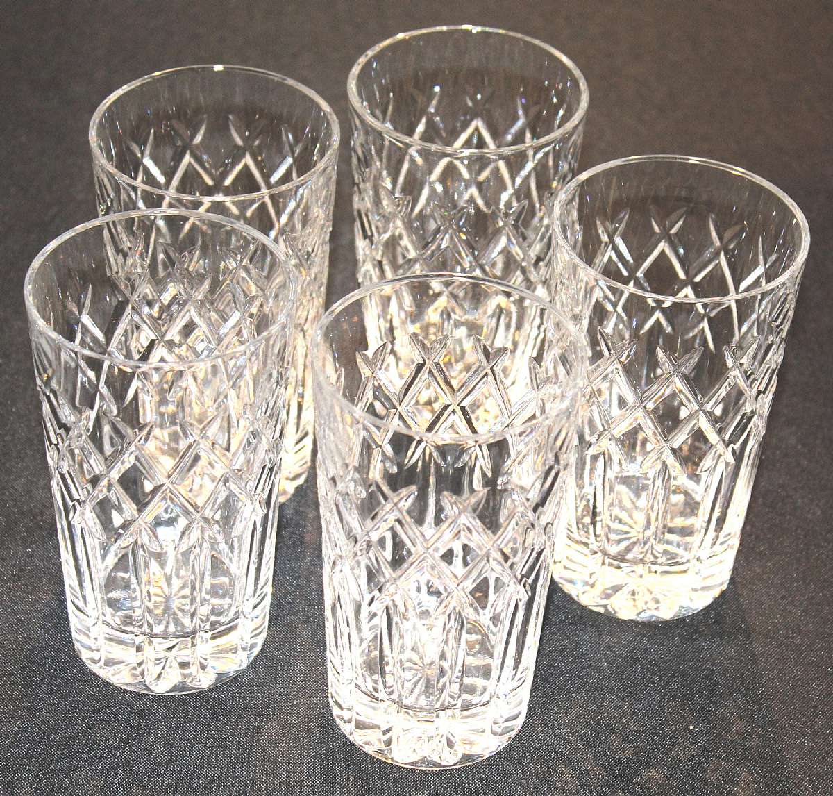 Up for sale are these Lenox LC65 Set Of Five Beautiful Highball Glasses in excellent condition with no chips or cracks. The Glasses Measure approx. 5 1/4"T by 3"W. Well-made Gorgeous Glasses. Shipping Excludes: Alaska/Hawaii, US Protectorates,