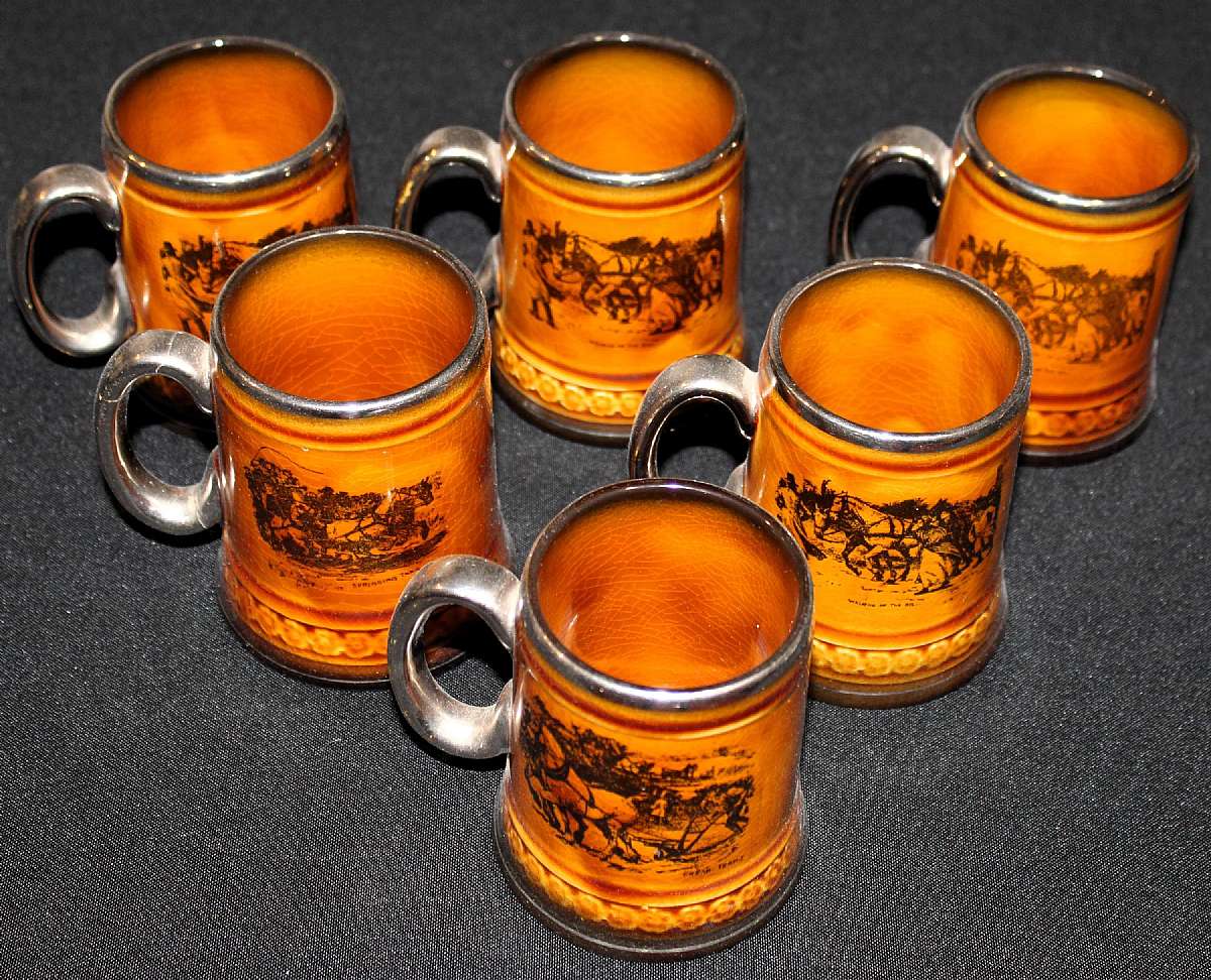 Up for sale are these six mugs Ridgway England Scenes From Coaching Days & Coaching Ways in great condition with no chips. There is some crazing. They measure approx. 3 3/4"T by 2 1/2"W. Shipping Excludes: Alaska/Hawaii, US Protectorates, A