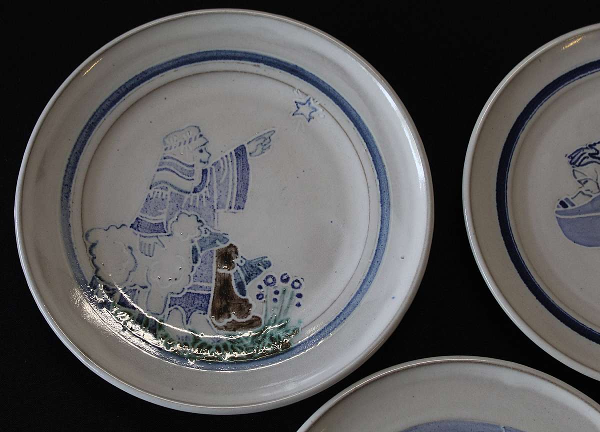Up for sale are these Three Blue & White Stoneware Marked Christmas Plates in great condition with no chips or cracks. included are one 9 1/4" 1999 Following Yonder Star Plate, one 8 1/2" 2000 Silent Night Plate & one 9 1/4" See The
