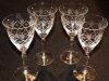 Vintage Hand Cut Crystal Wine Glasses, Criss-Cross Pattern & Fan Cut, Set Of 4